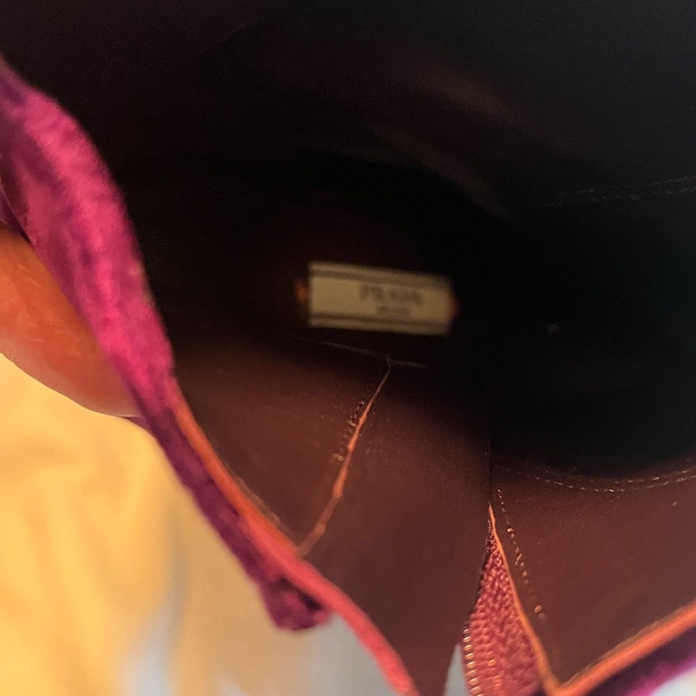 PRADA Velvet Platform Ankle Boots-Magenta/Burgundy Velvet - Size 38.5 EU - Never - Picture 4 of 9